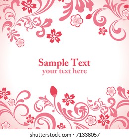Seamless pink cherry blossom frame. Illustration vector.