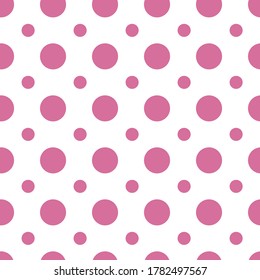 Seamless pink Circles on white background pattern vector illustration design. Great for wallpaper, bullet journal, scrap booking, 