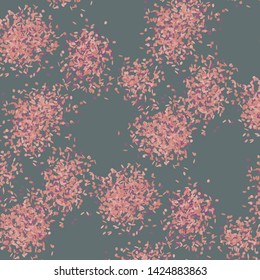 Seamless Pink Coral Violet Confetti Shapes Gray Background Vector Pattern