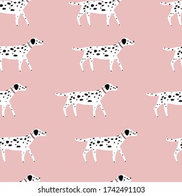 Seamless pink dalmatian seamles repeat vector pattern.