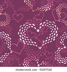 Seamless pink Valentine’s day  vector background.