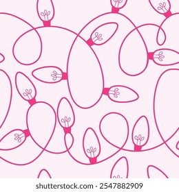 Seamless Pink Decorative Christmas Lights Pattern Background
