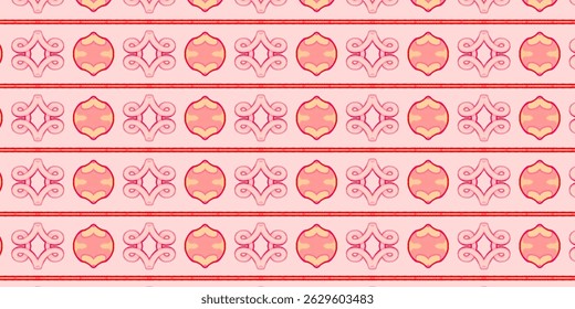 Seamless Pink Decorative Pattern with Rose and Coral Accents