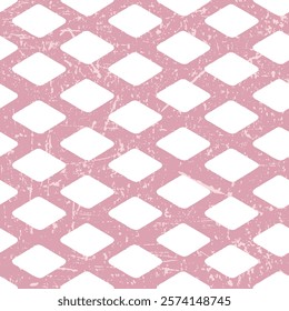 Seamless Pink Diamond Pattern with Distressed Texture