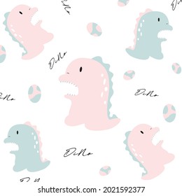 seamless Pink dinosaur animal pattern vector illustration
Kids animal apparel and wallpaper print, backdrop for textile and fabric