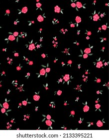 Seamless Pink Ditsy Floral Pattern 