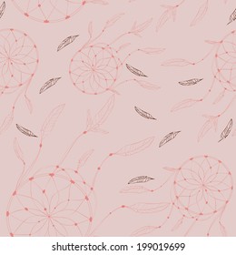 seamless pink dream catcher pattern