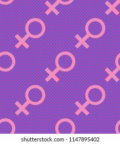 Seamless pink feminist pattern background. Venus mirror. Nice and beautiful vector grapgic illustration