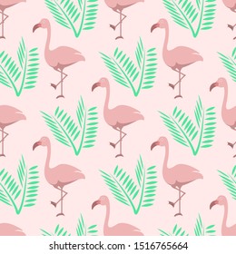 Seamless Pink Flamingos Pattern. Vector Illustration EPS 10.