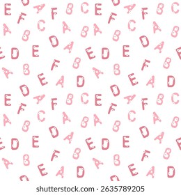 Padrão de Alfabeto Floral Rosa sem costura - Fundo de letras decorativas bonito