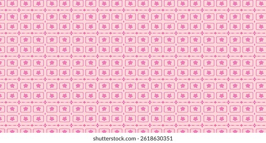 Seamless Pink Floral Geometric Pattern on Pastel Background