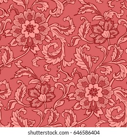 Seamless pink floral pattern.