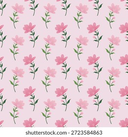 Patrón floral rosado inconsútil con las floraciones botánicas delicadas para el diseño textil
