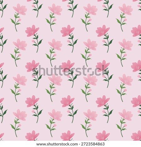 Seamless Pink Floral Pattern with Delicate Botanical Blooms for Textile Design