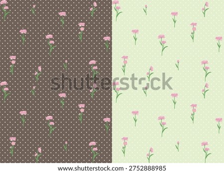Seamless pink floral polka dot pattern