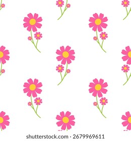 Ilustración rosada inconsútil de la acuarela del patrón de la flor en el fondo blanco