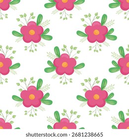 Ilustración rosada inconsútil de la acuarela del patrón de la flor en el fondo blanco