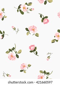 Seamless Pink Flower Pattern With Background