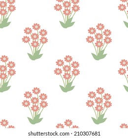 seamless pink flower pattern on white background