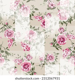 seamless pink flower pattern on textures background