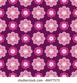 Seamless pink flower pattern in vector