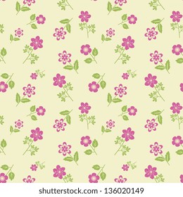 Seamless pink flowers decorative pattern