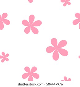 seamless pink flowers pattern on white background vector
