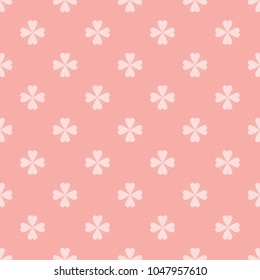 Seamless pink four leaf clover textile pattern vector