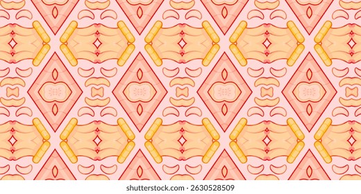 Seamless Pink Fruit Pattern with Apples and Corn – Sweet Pastel Design
