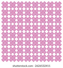 Seamless pink geometric pattern with abstract cross design. Ideal for textile prints, wallpapers, branding, web backgrounds, and digital or craft projects. Vector format, high quality.