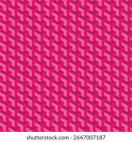 A seamless pink geometric pattern featuring interlocking Y-shaped designs in varying shades of pink and magenta, creating a modern and vibrant optical effect.