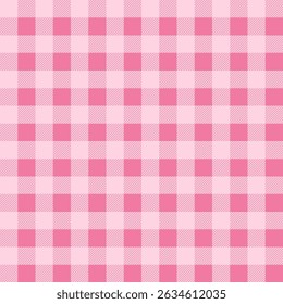 Patrón de cuadros de guinga rosa sin costuras con efecto texturizado suave. Ideal para telas, papel de regalo, decoración de baby shower y fondos digitales.