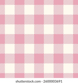 Seamless pink gingham pattern creates a classic checkered design, perfect for backgrounds, textiles, and other design projects
