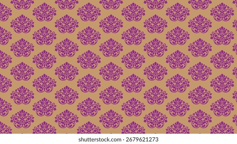 Seamless Pink and golden Flourish Pattern Design.