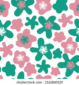 fondo de color rosa y verde sin fisuras, tarjeta de felicitación o tela