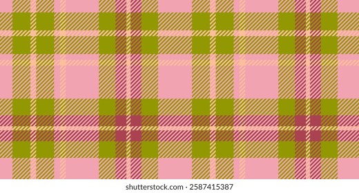 Seamless Pink and Green Plaid Pattern with Yellow Accents for Classic and Contemporary Textile and Decorative Applications