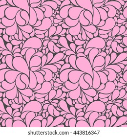 Seamless pink and grey vector pattern with modern flat with splashes and drops. Trend abstract texture, wallpaper and background for decoration.