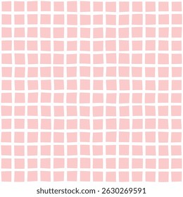 Rejilla rosada inconsútil con los cuadrados distorsionados ondulados Papel de envoltura de la impresión simple Abstractas de la materia textil del fondo del Vector 