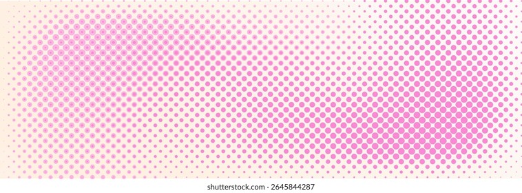 Seamless pink halftone dots pattern background with a retro comic book pop art style.  Ideal for backgrounds, covers, and playful branding materials