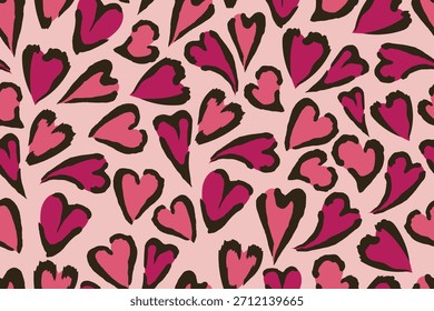 Un patrón de corazón rosa sin fisuras con Formas románticas atrevidas dispuestas en un diseño repetitivo juguetón.
