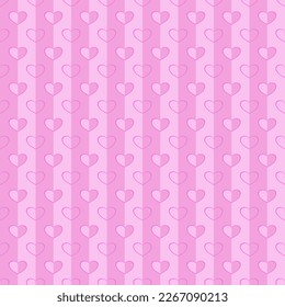 Seamless pink heart pattern with flat pink tone background.
