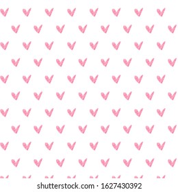 seamless pink heart pattern on white background.