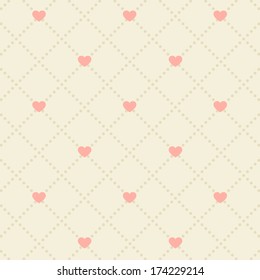 Seamless pink heart pattern on light background.