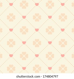 Seamless pink heart pattern on light background.