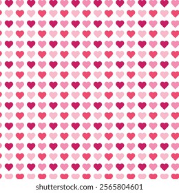 Seamless pink heart pattern on a white background. Ideal for Valentine's Day, wedding designs, romantic themes, and elegant stationery