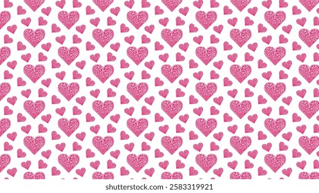Seamless Pink Heart Pattern on White Background for Romantic Designs