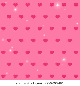 Padrão de coração rosa sem emenda com faíscas. Fundo romântico ideal para o Dia dos Namorados, designs com temas amorosos e projetos femininos
