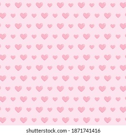 Seamless Pink Heart Shape Pattern With Light Pink Color Background