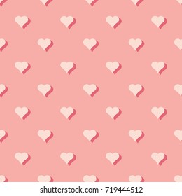 Seamless pink heart shapes with offset pattern vector