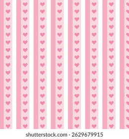 A seamless pink heart and stripe pattern 